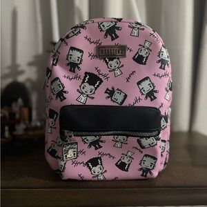 Bioworld Universal Monsters Pink & Black Frankenstein & Bride Mini Backpack